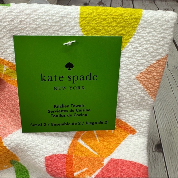 NWT Kate Spade Citrus Print Kitchen dish Towels 2pc lemon orange beach - Picture 2 of 6